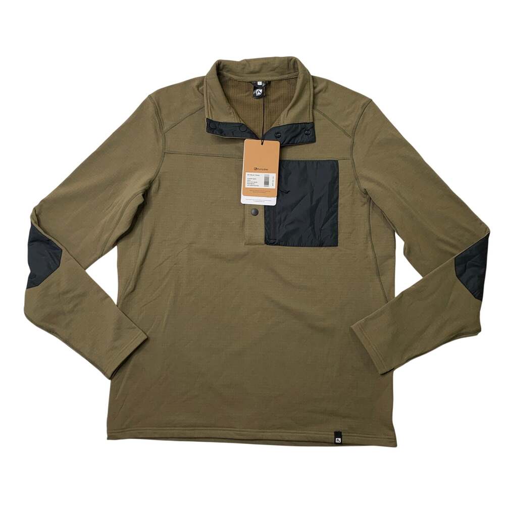 Flylow Sweatshirt Mens L Large Capers Green Micah Fleece Elbow Pads Thumbholes